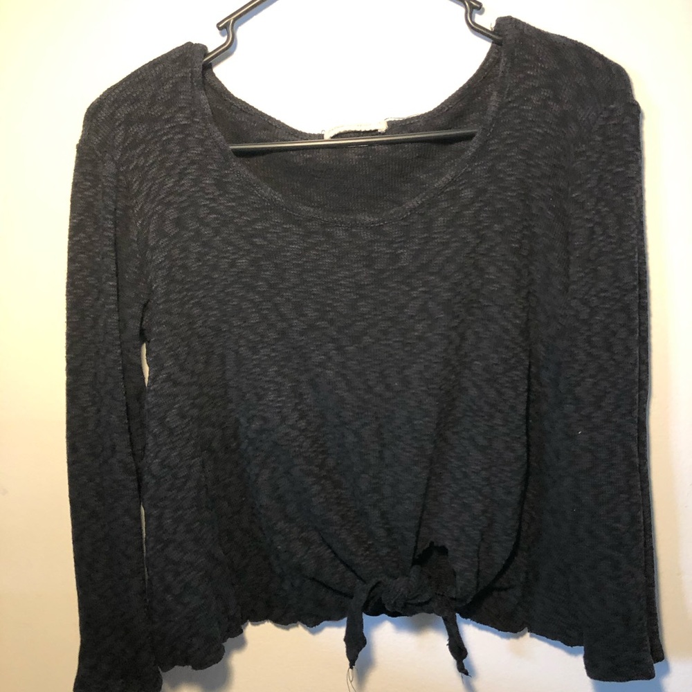 Distressed dark gray top